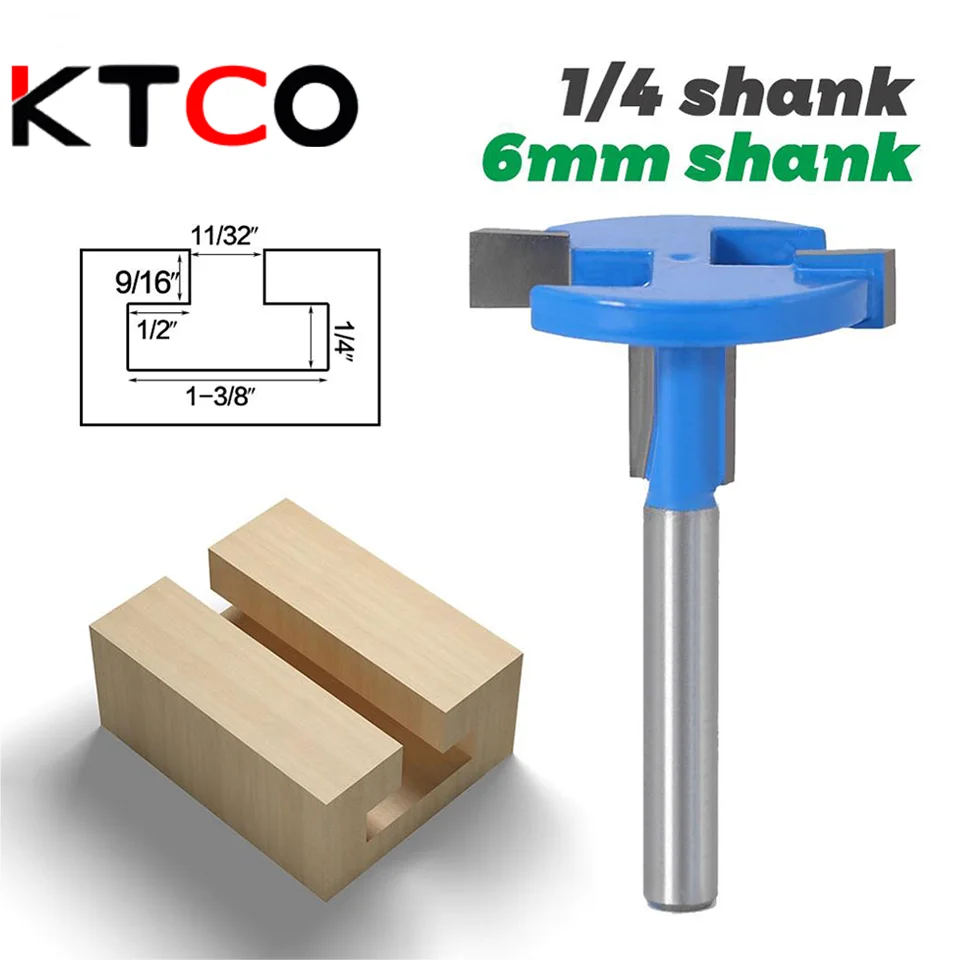 

KTCO T-Slot & T-Track Slotting Router Bit 1/4"6mm Shank For Woodworking Chisel Cutter