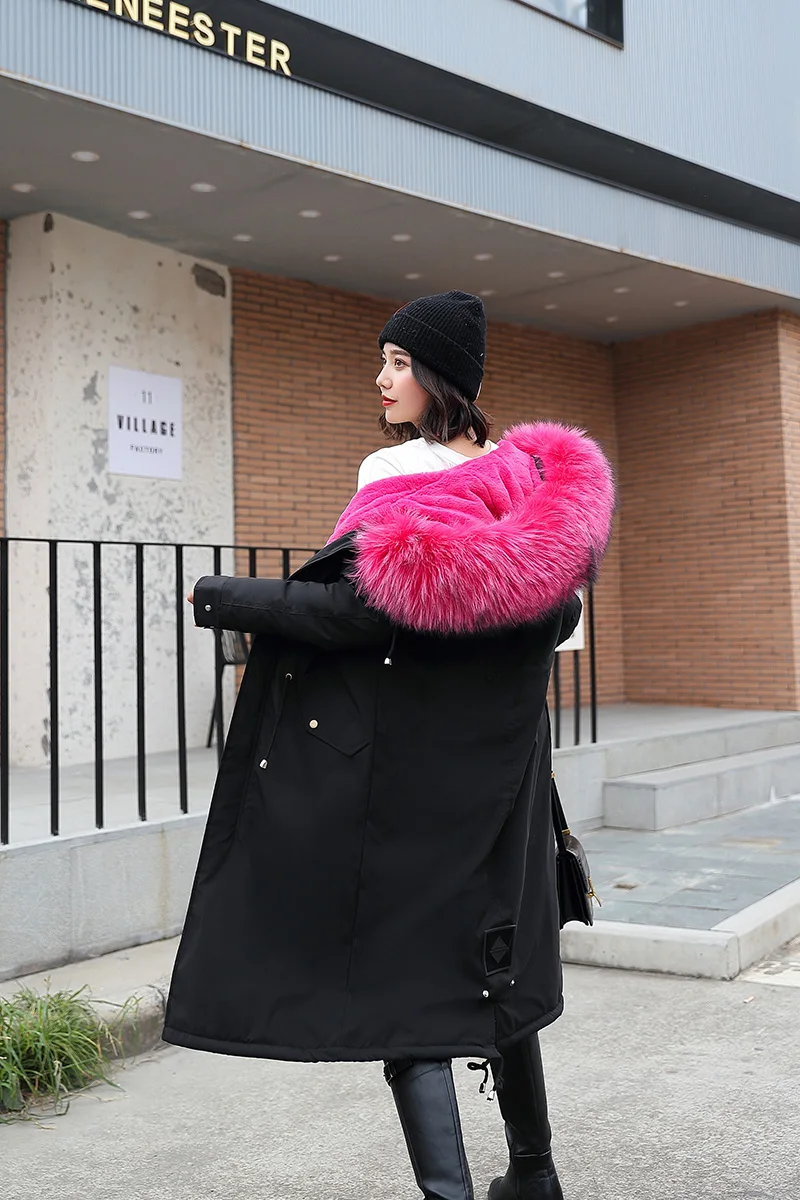 Женское пальто новинка 2019 теплая утолщенная зимняя куртка с меховым воротником и