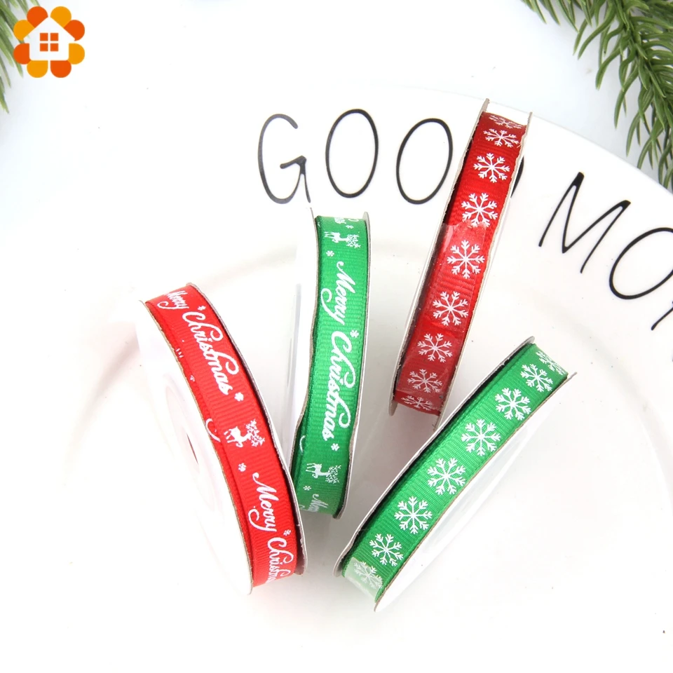 10 ярдов Рождественская яркая атласная лента упаковочная DIY ремесла подарочная