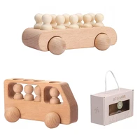baby wooden toy car montessori games cartoon wooden peg dolls educational toys for children beech wood car blocks kid gifts