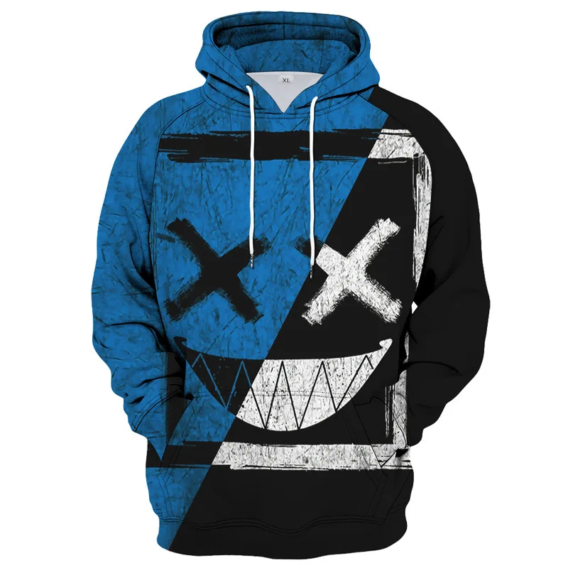 

3D Printing Hoodie Mens Smiling Face XO-XX Casual Trendy Brand Clothing Long Sleeve Autumn Men Sweatshirt Vintage Pockets Tops