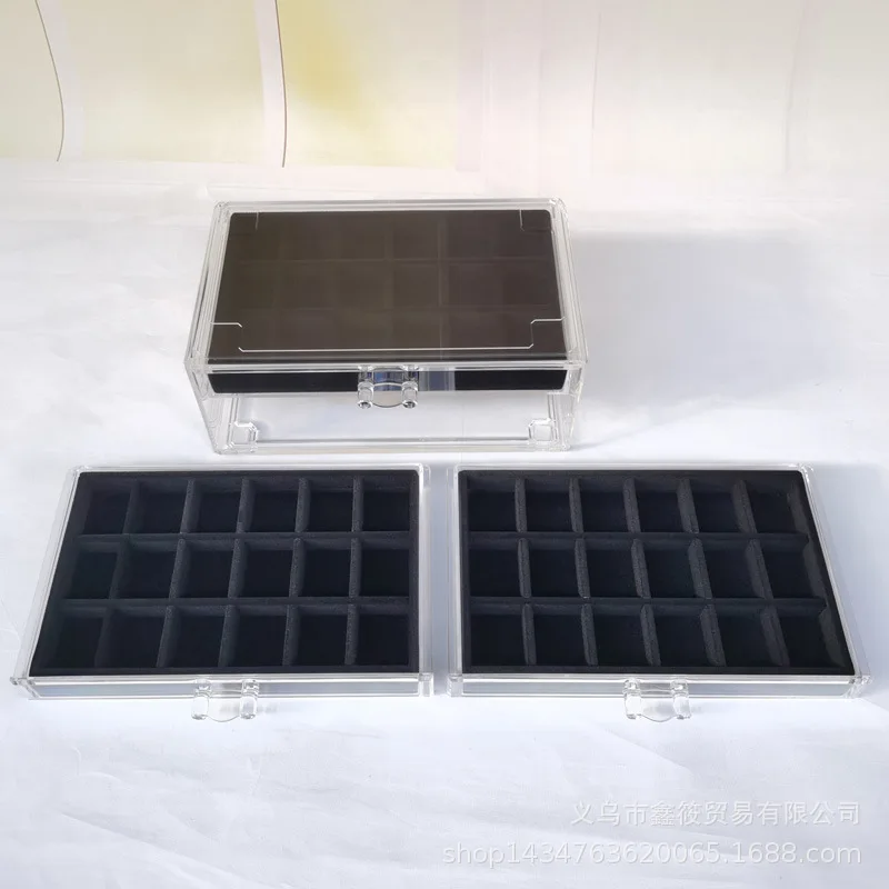 Ящик для хранения ювелирных изделий с тремя ящиками акриловая дрель ногтей