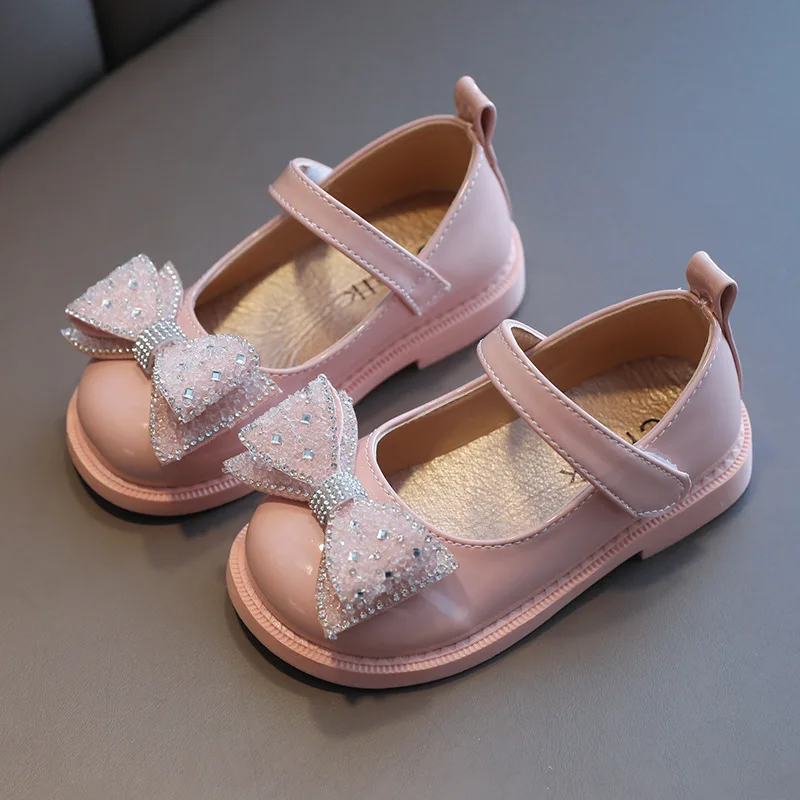 

Children Fashion Chain Casual Shoes Girl Single Shoes 2022 New Kids Soft Bottom Princess Shoes Sweet Bow-knot Casual Flat Hot