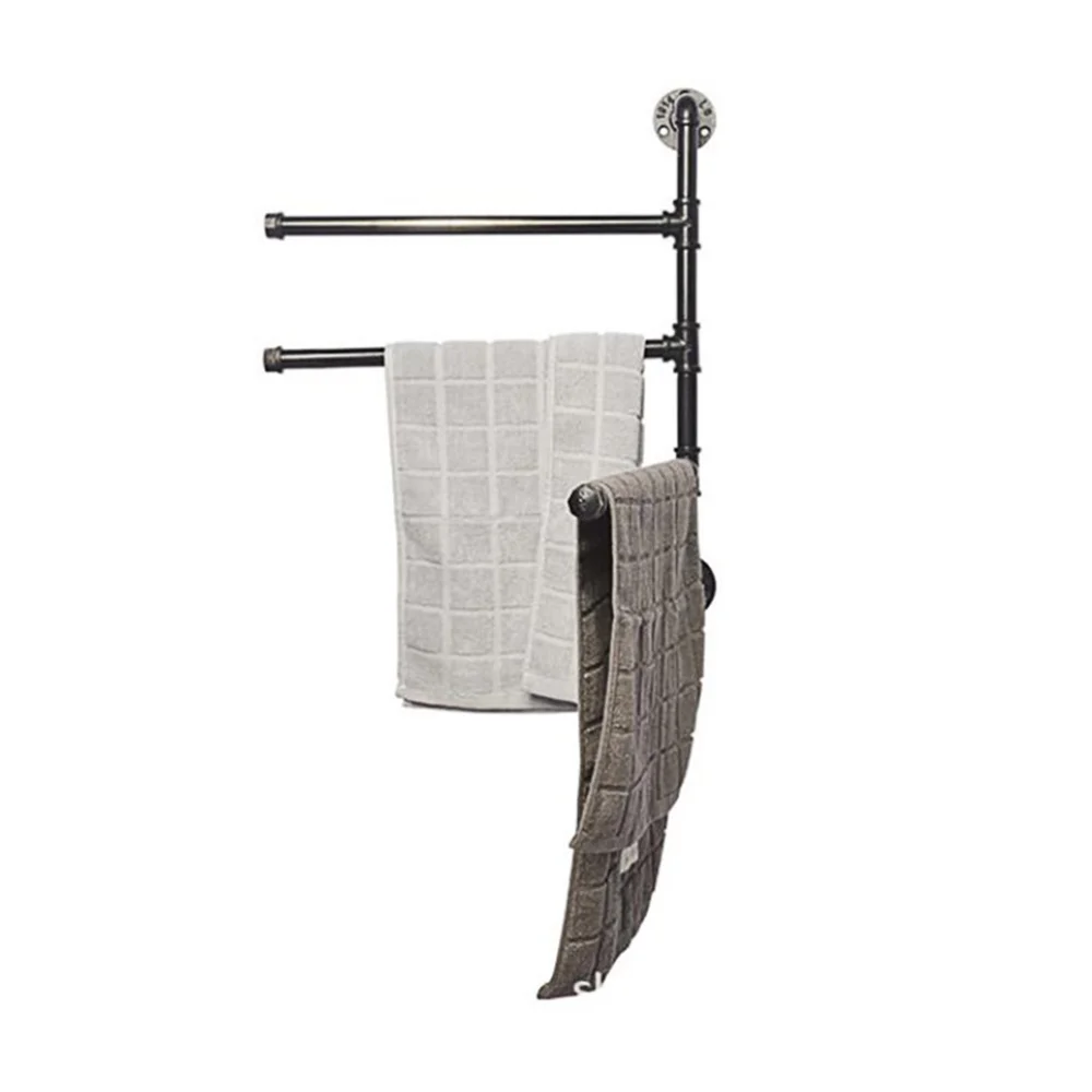 

Industrial Pipe Towel Rack Heavy Duty 3-Bar Swivel Towel Holder for Bathroom