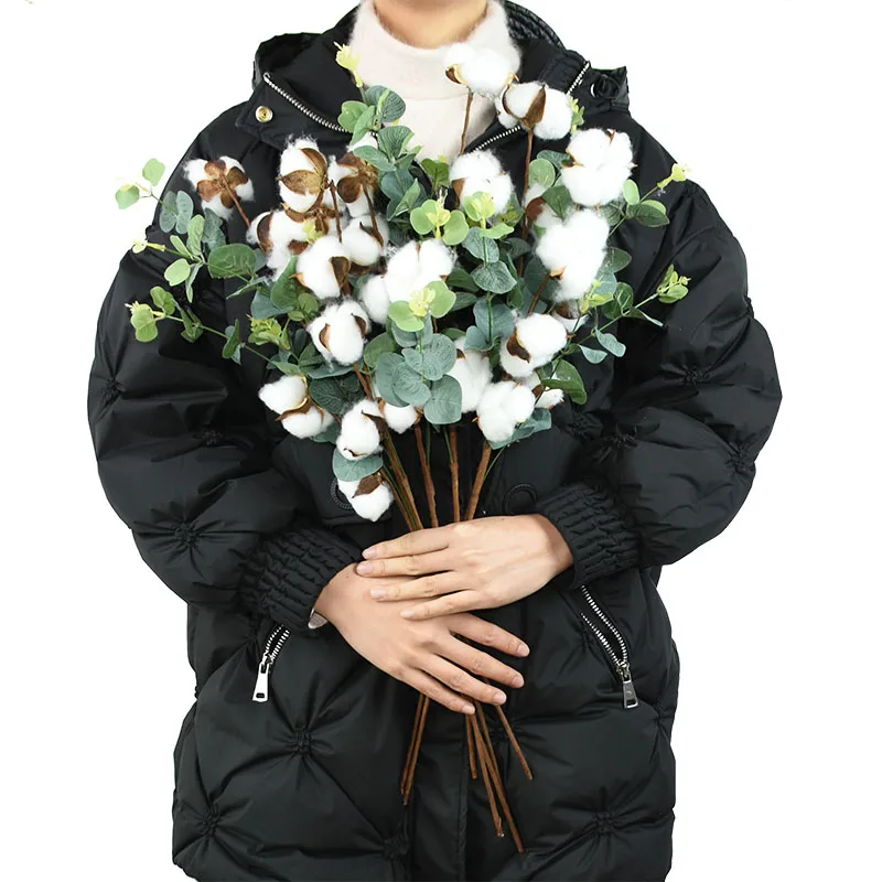 

Naturally Dried Cotton Articicial Plant Floral Branch Wedding Party Decoration DIY Bouquet For Home Table Fake Flower Decor