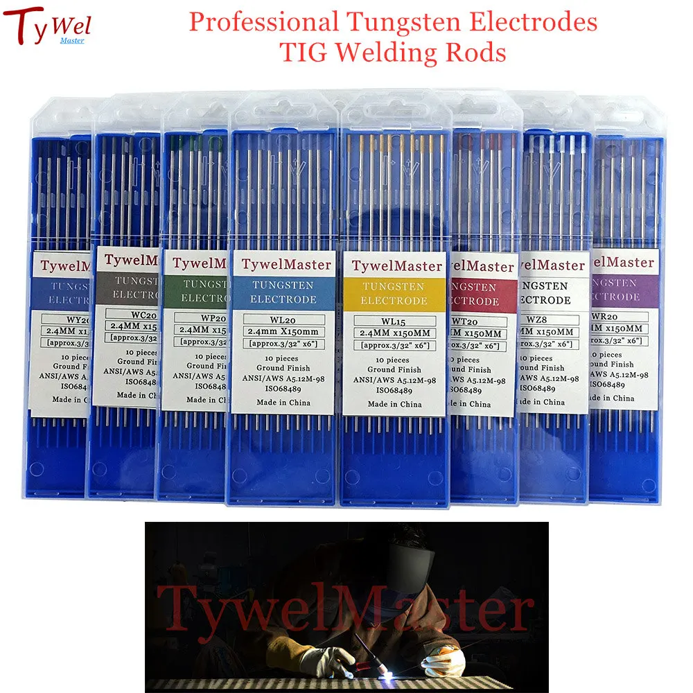 TIG Welding Tungsten Electrodes Welder Rods 1.0-4.0mm WT20 WC20 WL20 WL15 WZ8 WP WY20 WR20 E3 for WP26 WP17 WP9 TIG Torch