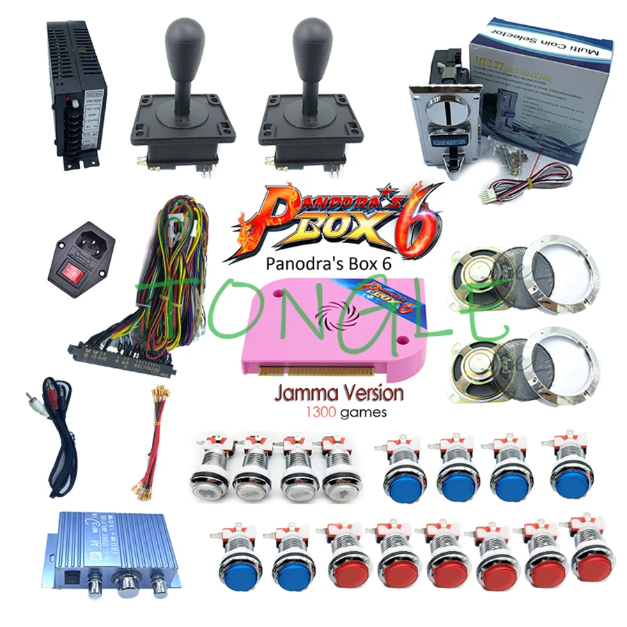 

Newest arcade kits DIY Pandora Box 6 Plus 1300 in 1 CGA/VGA/HDMI output With arcade joystick pushbuttons jamma looms IEC socket