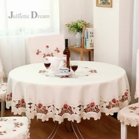 top european garden embroidered tablecloth round dining table cloth tea cabinet cover elegant table cloths cofee table decor