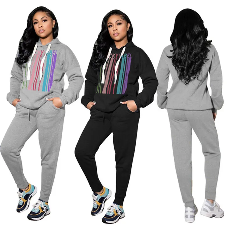 

Tracksuits Women's Hoodie Pants Set Oversized Long Sleeve Sportwear Tracksuit Set 2021 Autumn Winter Suits two pieces set Women