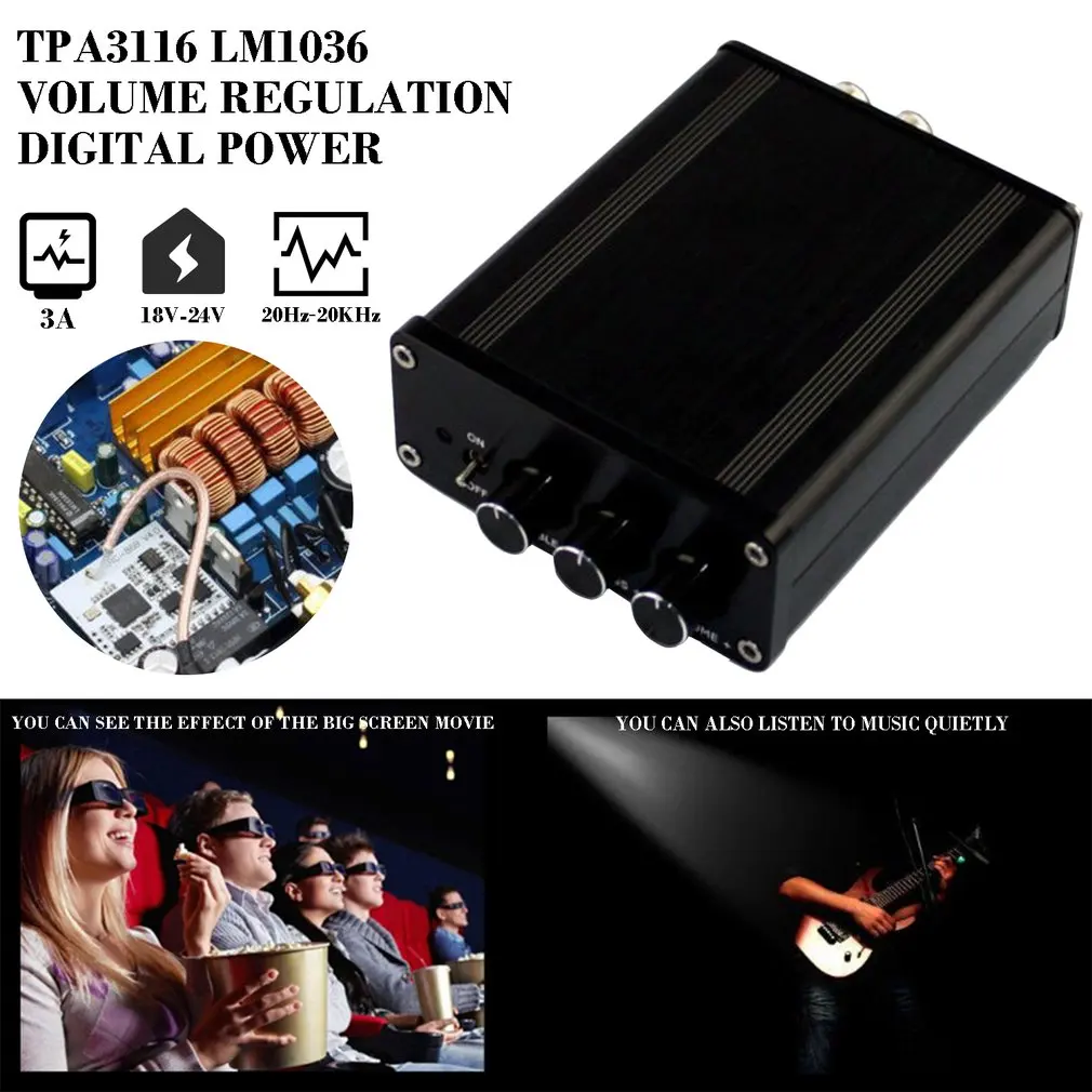 Класс D AMP TPA3116 LM1036 Регулировка громкости Bluetooth цифровой усилитель мощности мини