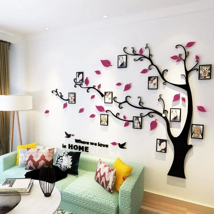 Наклейка на стену s Tree фоторамка наклейка DIY зеркальная Настенная Наклейка украшение дома гостиная спальня плакат ТВ фон Настенный декор - Цвет: Rose Red Right