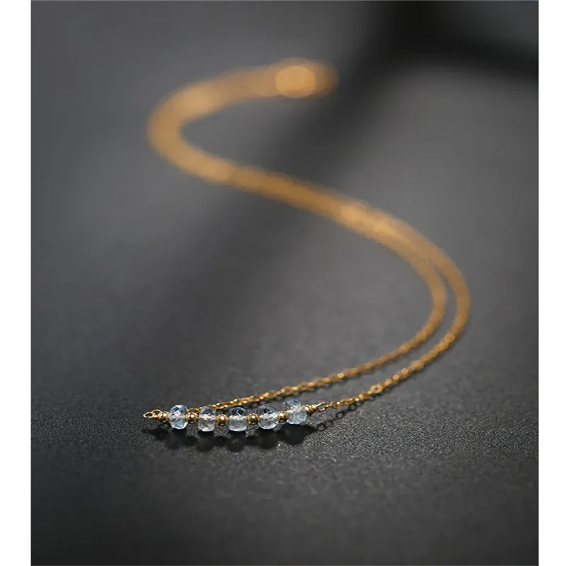 DMBS027 Аквамарин кулоном женское колье из драгоценных камней натуральной желтого