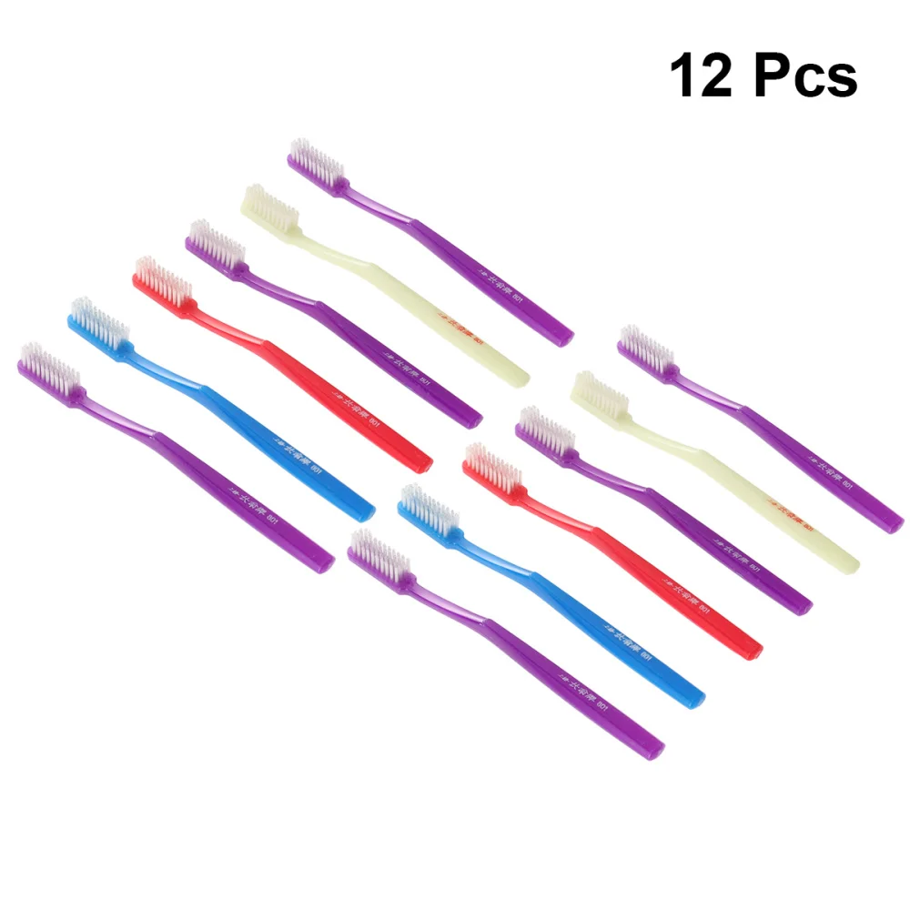 

12pcs Practical Manual Toothbrush Hard Bristles Toothbrush for Adult Teeth Stain Cleaning (Random Color)