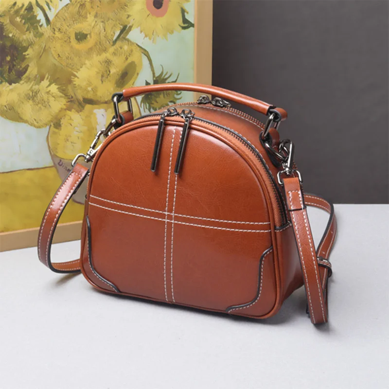 

New Women Genuine Leather Shoulder Bags Fashion Trend Contrasting Colors Wide Shoulder Strap Crossbody Bag Elegant Handbags Sac