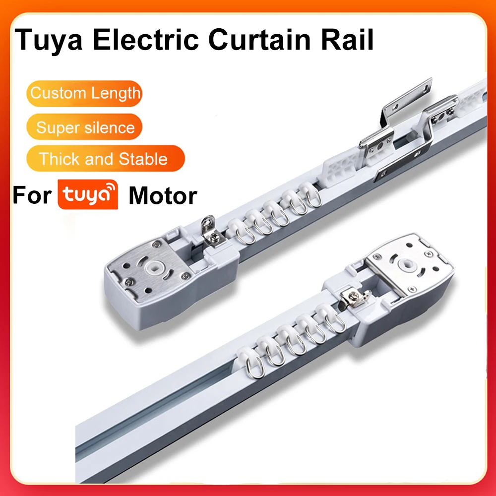 Cheap Tuya Smart Electric Curtain Rail Cornice Track For Tuya Wifi Zigbee Engine Motor Home Automation Curtains Control System