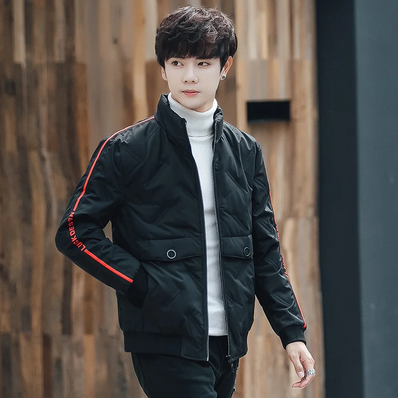 Liketkit мужские зимние куртки 2019 короткие приталенные черные парки со стоячим