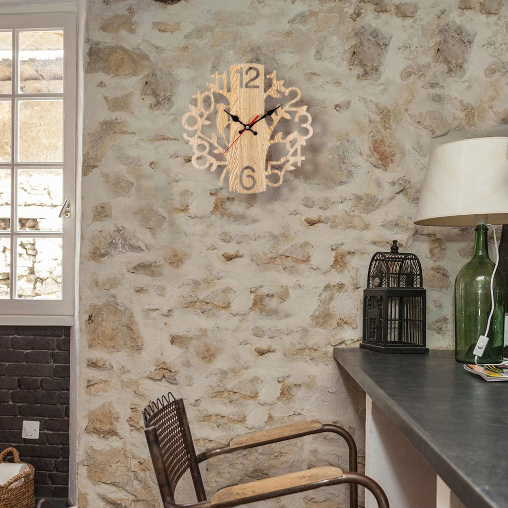 Настенные часы в европейском стиле деревянные бесшумные не тикающие кухонные