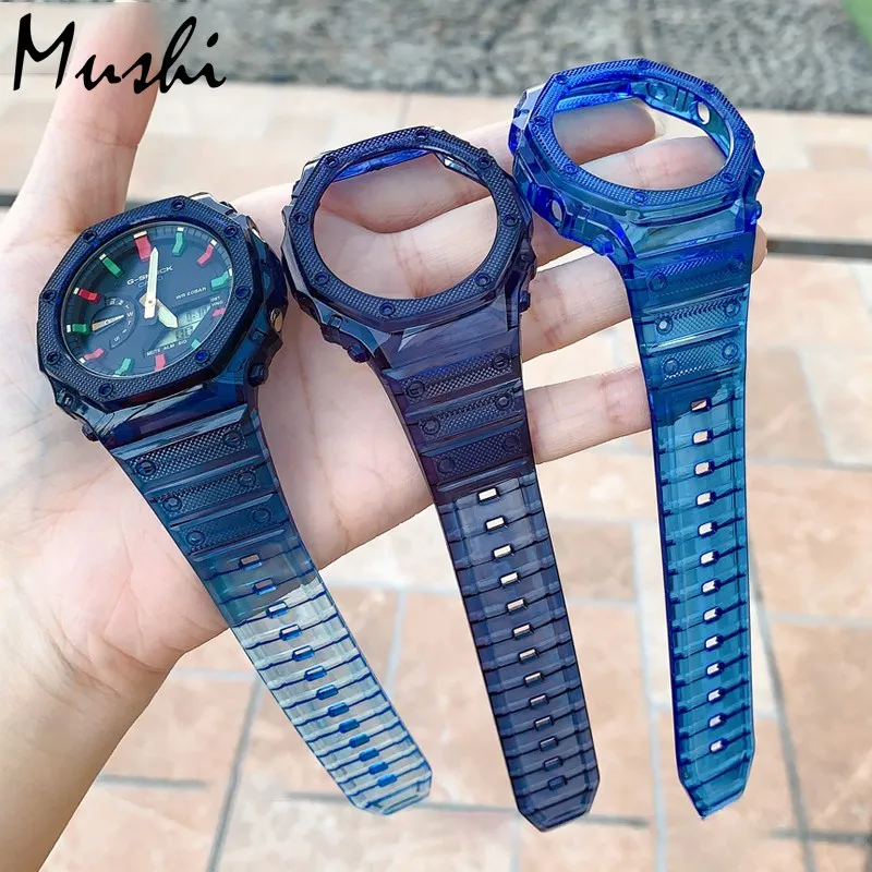 

Резиновый ремешок для часов Casio G-Shock GA2100, 2020 Радужный материал, модный прозрачный чехол для часов