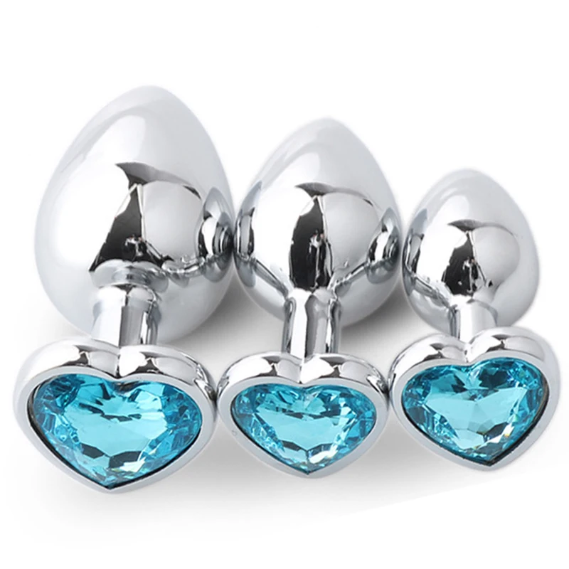 Анальная пробка 3 размера анальная из нержавеющей стали с кристаллами Анальный