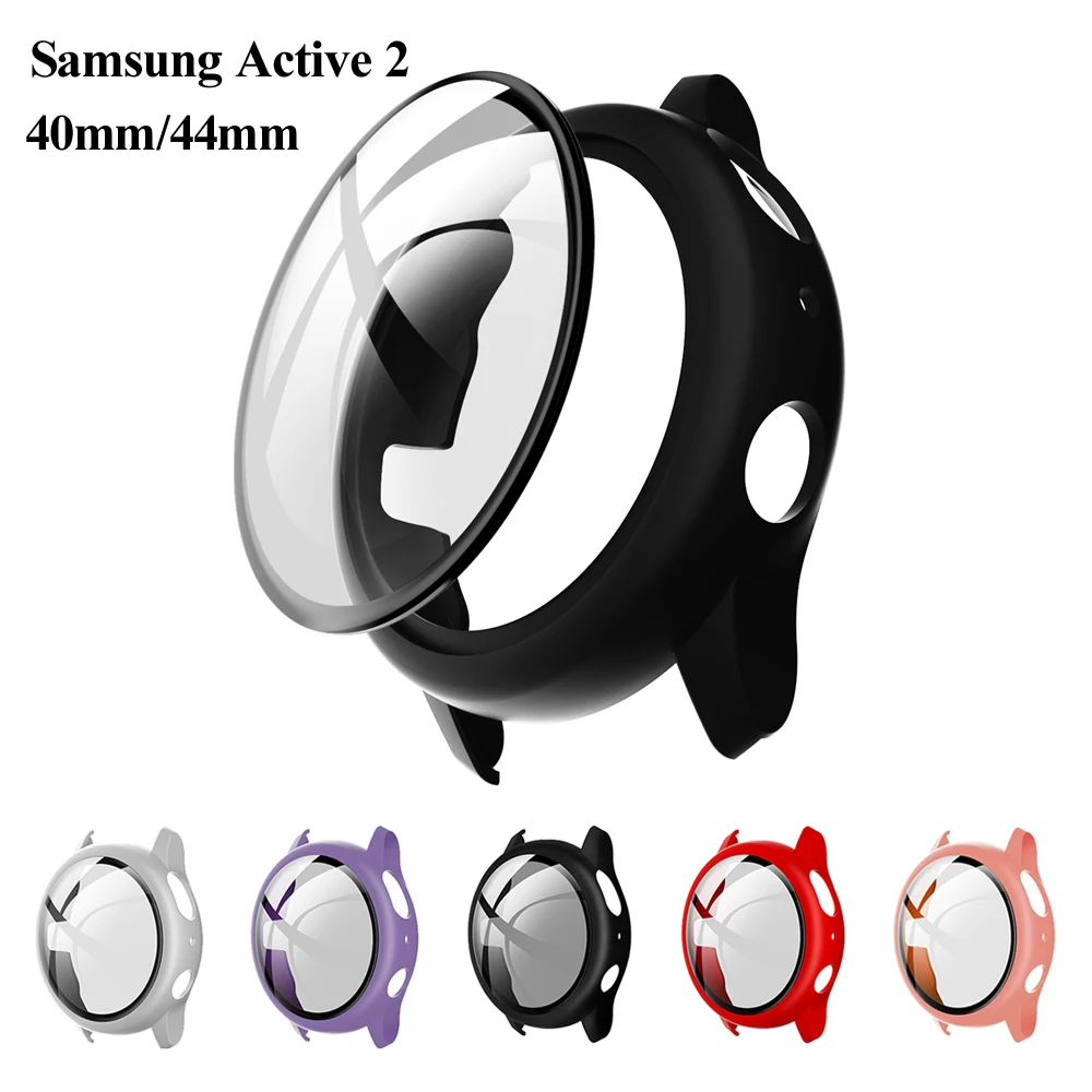 

1 PC For Samsung Galaxy Watch Active 2 40mm 44mmLuxury Matte Hard PC Case Cover 9H Tempered Glass Full Screen Shell Protector