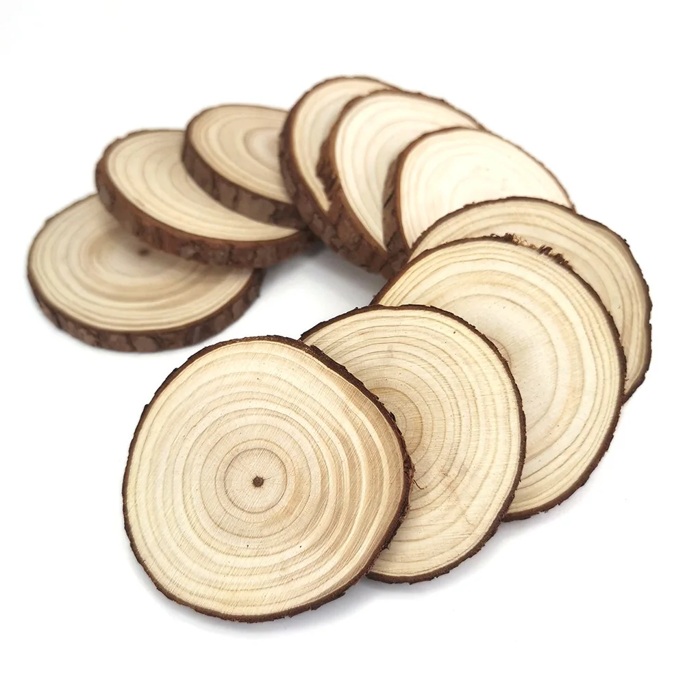 10 шт. круглые деревянные ломтики с отверстиями|Поделки из дерева| |