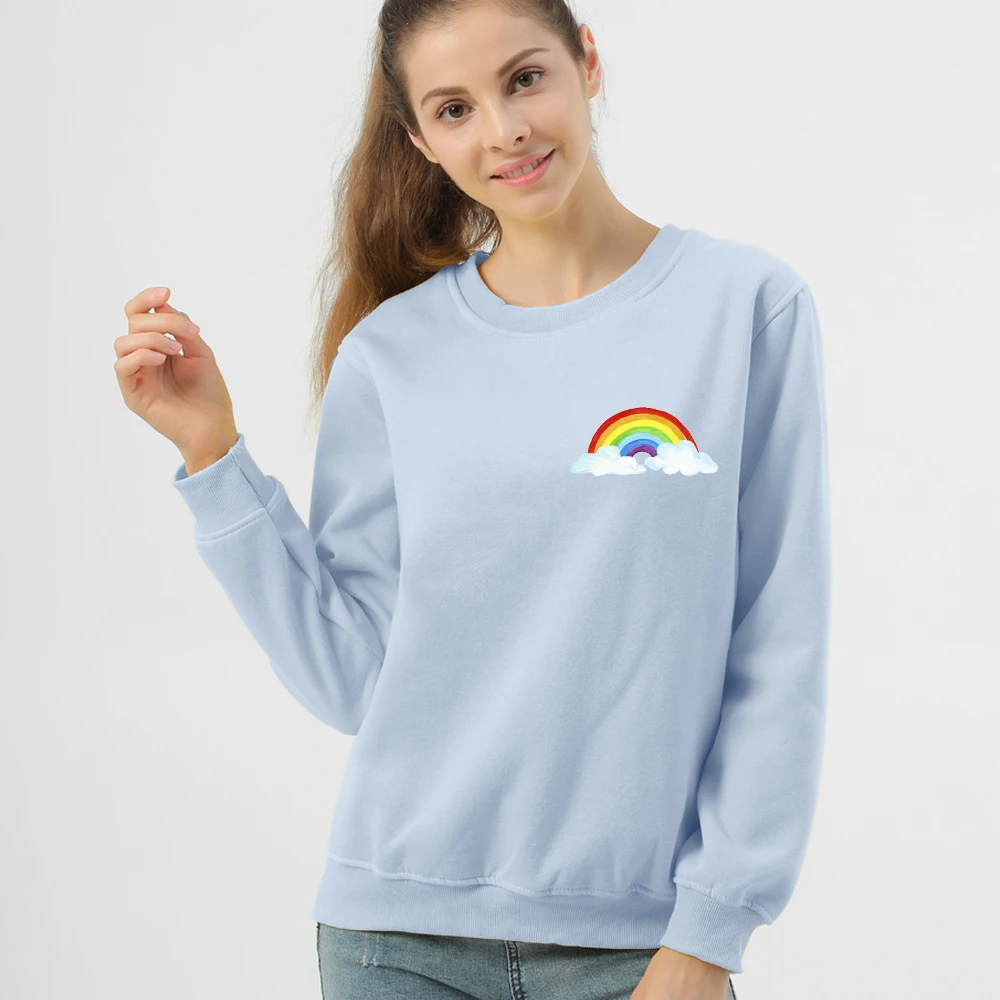 Crewneck Hoodies Sweatshirts Cartoon Rainbow Printing Pullover Harajuku Tracksuit Femmes Sweetshirts Cute Clothes for Women