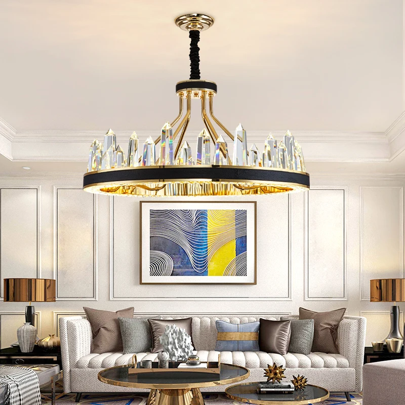 

ZISIZ LED Postmodern Iron Crystal Chandelier Lighting Lustre Suspension Luminaire Lampen For Dinning Room