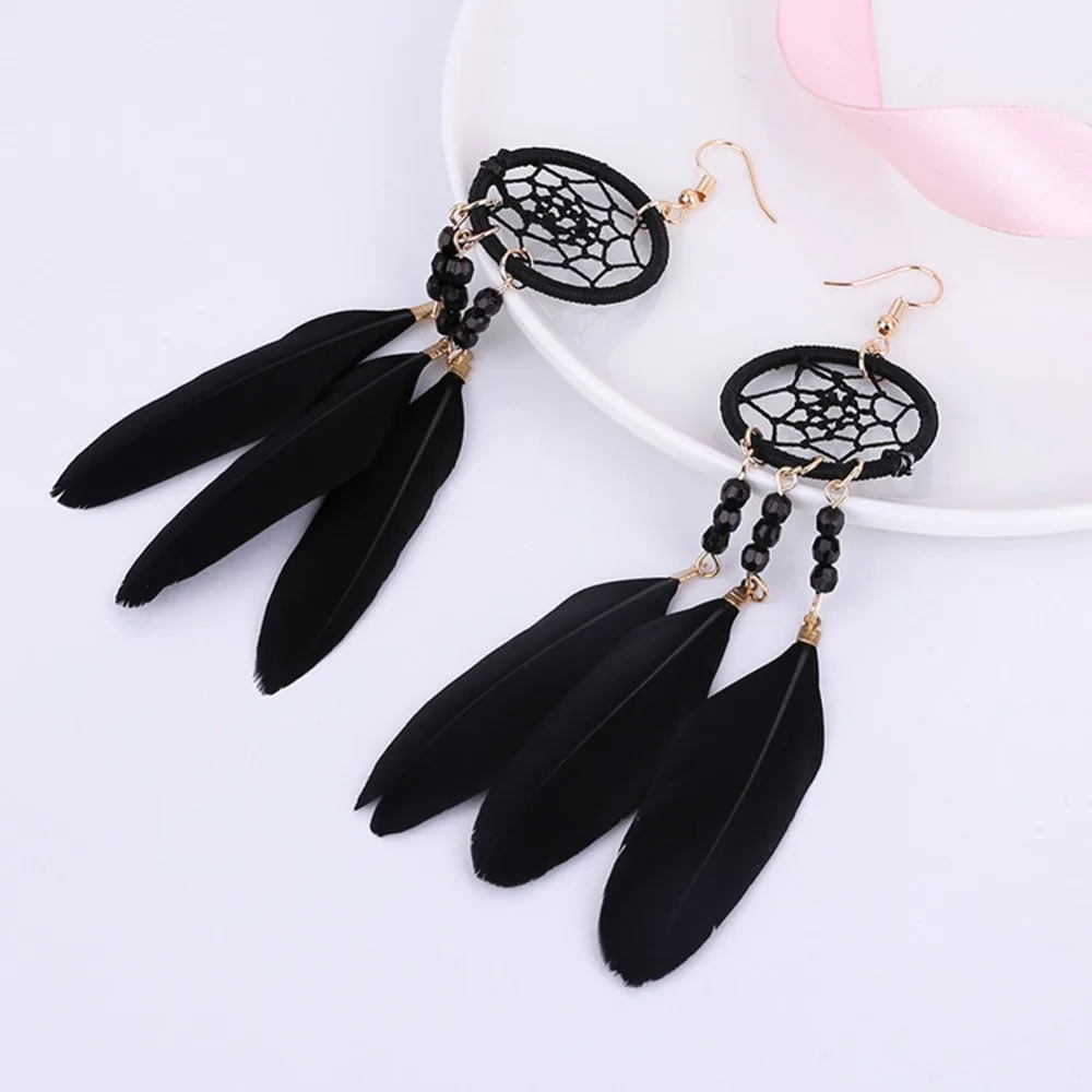 Новый Ловец снов с перфорацией в винтажном стиле форме листа перо длинные