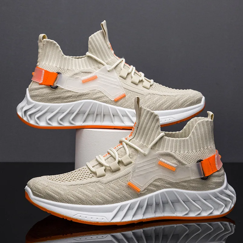 

Cross-border large size outdoor leisure sports knitted mesh shoes running tennis jogging outdoor sports coconut shoes men
