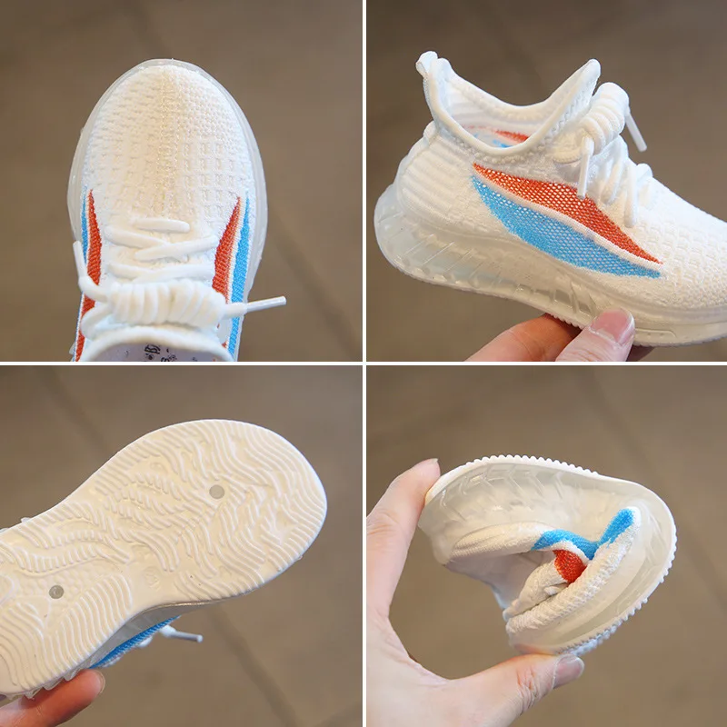 

Autumn Girls Boys Casual Shoes Children Sneaker Comfortable Soft Bottom Students Sports Shoes Kids Breathable Knitted Shoes