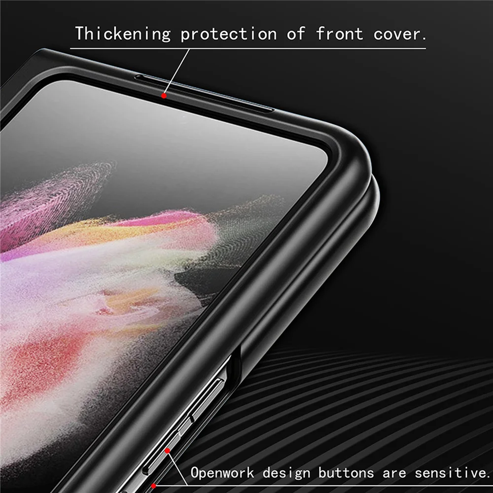 smart w pen slot cover for samsung galaxy z fold 3 5g bracket plating pu leather case shockproof phone for z fold 3 5g case free global shipping