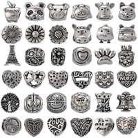 2pcslot silver color cute animals flowers pendant fit brand charms bracelets diy baby jewelry women jewelry accessories