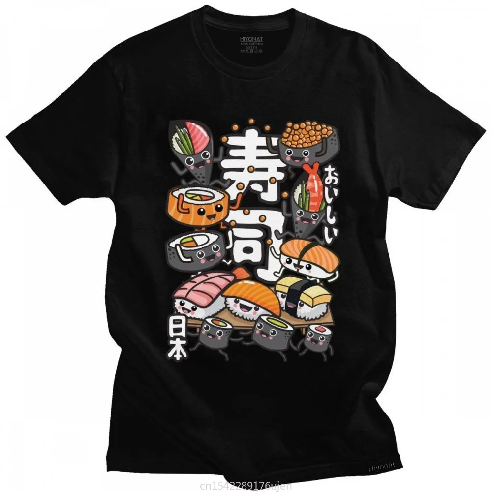 

Kawaii Sushi T Shirt for Women O-neck Short Sleeve Cartoon T-shirt Fashion Art Graphic Tshirt Pure Lycra Tee Merchandise SHORT