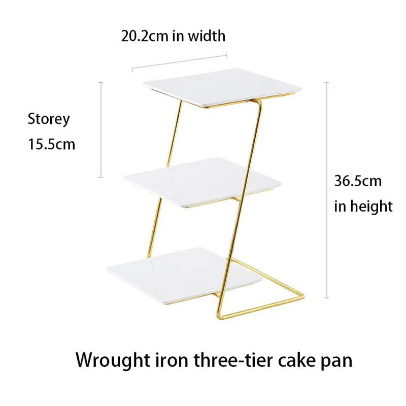 

Ceramic Cake Tray Three-tier Dessert Dinner Plate Household Bread Tableware Breakfast Platter Restaurant Hotel Display Stand
