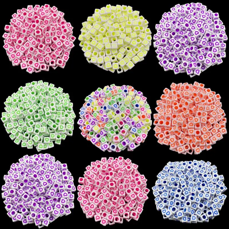 

40 шт. 7 мм квадратные сердца россыпью бусины DIY для изготовления ювелирных изделий Подвеска Ожерелье Браслет фурнитура шармы