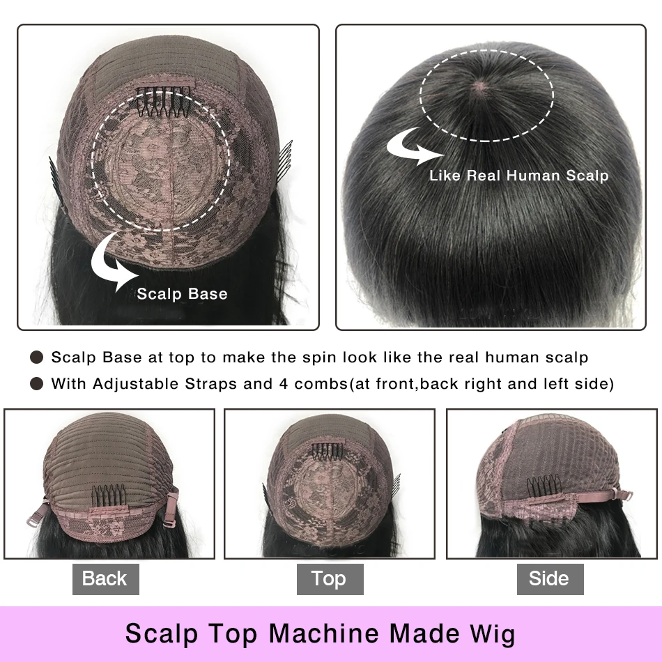 Прямые Парики Yaki из натуральных волос с челкой монгольские волосы Реми на коже