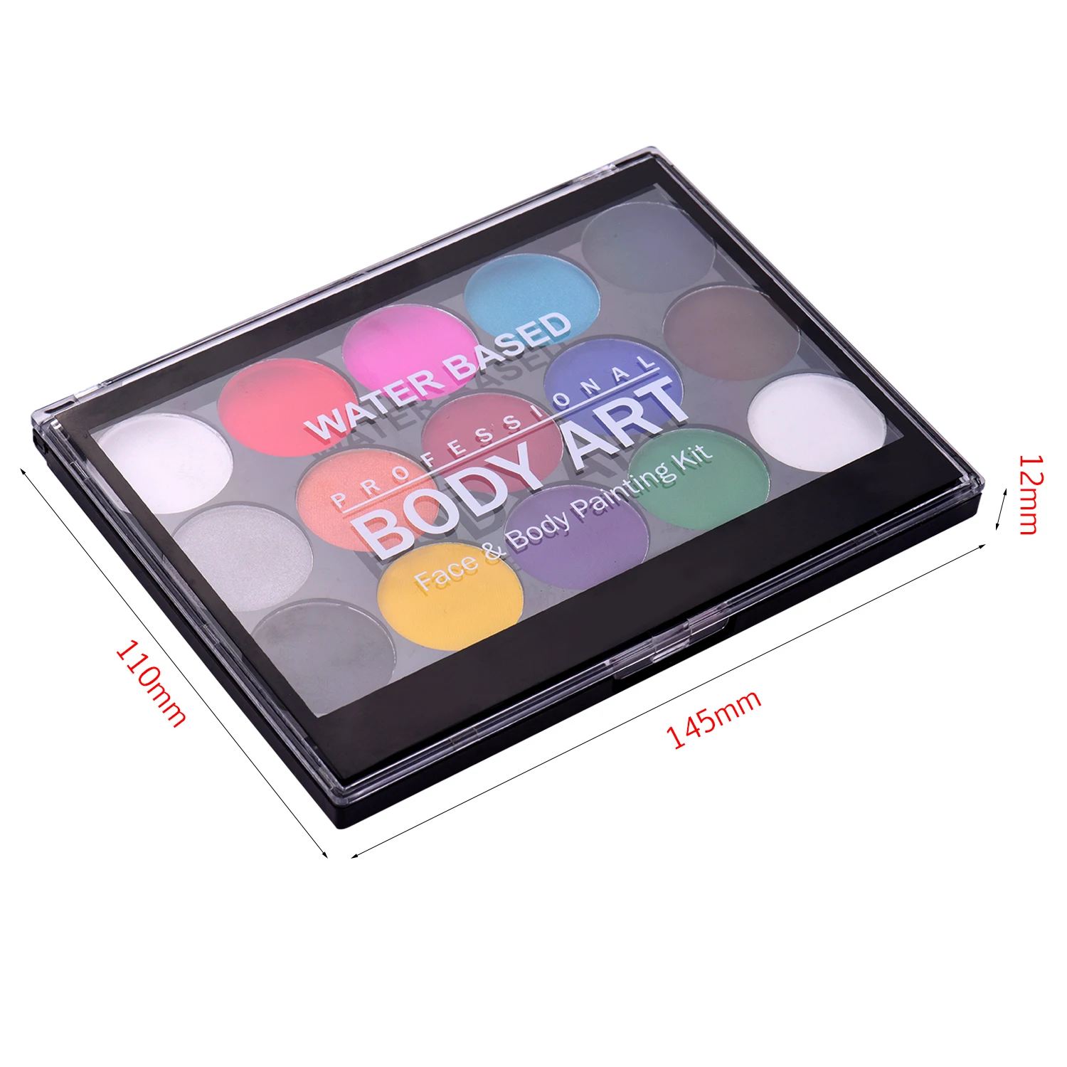 

Professional Body Art Face Painting Kit Water Based Removable Body Paints 15 Colors Palette with 2 Paintbrushes and 4 Templates