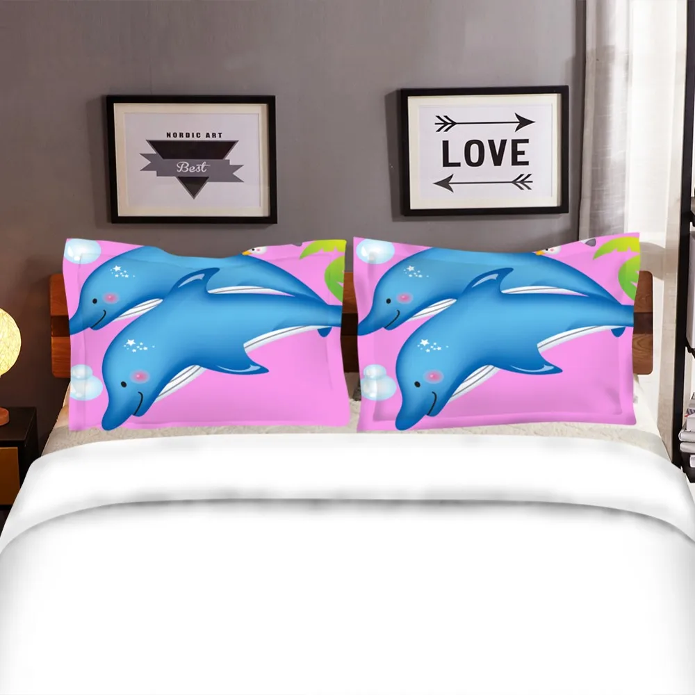 Детский комплект для спальни с украшением 100% микрофибра розовый синий цвет