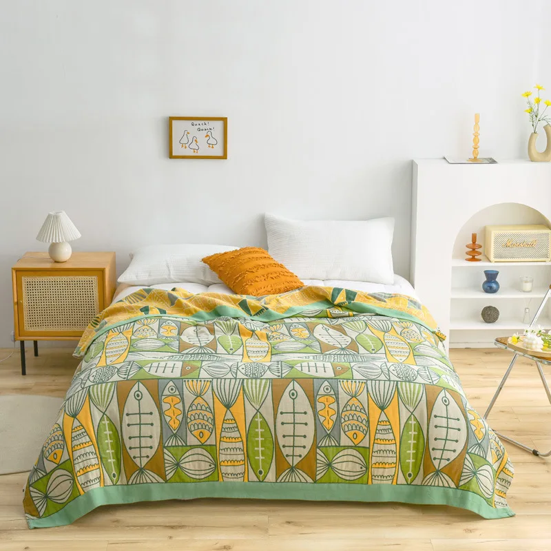 

Bohemian Blanket Floral Cotton Summer Office Home Sleeping Sofa Cover Bedding Throw Soft Travel Breathable Gauze Quilt
