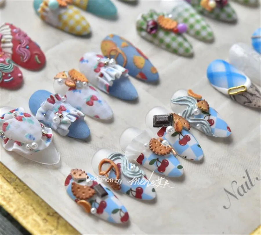 

Cute Strawberry Cherry Nail Art Stickers Rabbit Graid 3D Decal Self-adhesive Stickers for Salon Manicure Nails Decoration