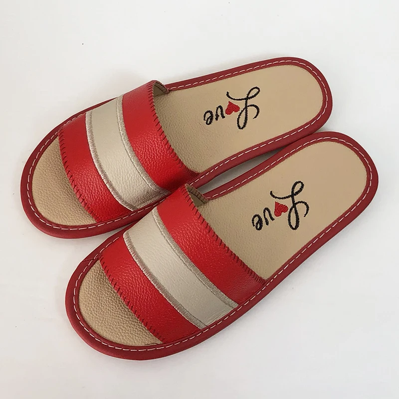 Летние домашние тапочки из натуральной кожи мужские нескользящая Повседневная