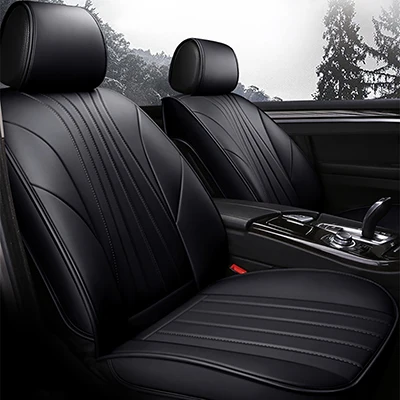 black 3D Leather car seat cover for hyundai tucson santa fe getz solaris creta kona lantra i40 elantra terracan all models 5 seat - Название цвета: black