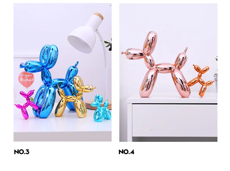 Jeff Koons блестящие воздушные шары статуя собаки моделирование собаки Животное Искусство Скульптура Смолы ремесленника украшения дома аксессуары