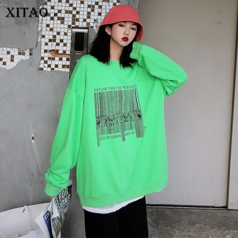 XITAO Tide свитшот большого размера с буквенным принтом женская одежда 2019 Модный