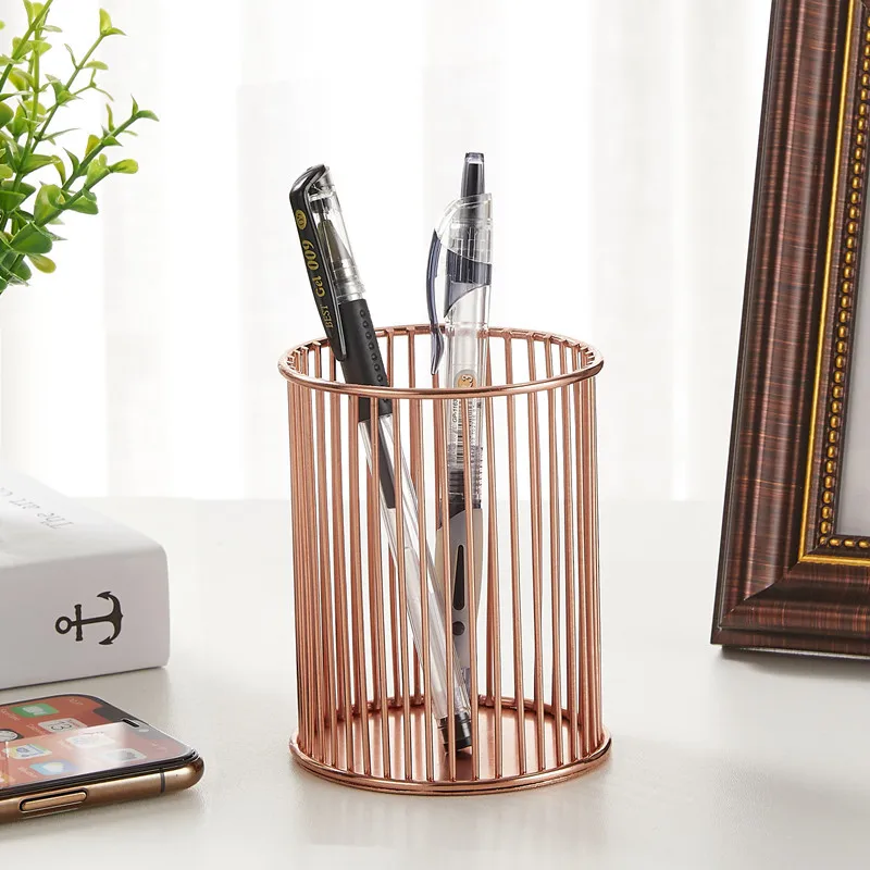 

Cosmetics Makeup Organizer Brushes Storage Box Cylindrical Case Storage Lipstick Brush Pen Holder Wrought Iron Pen Storage