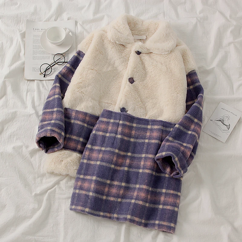 Зимний женский теплый комплект из 2 предметов плюшевое лоскутное пальто парки с