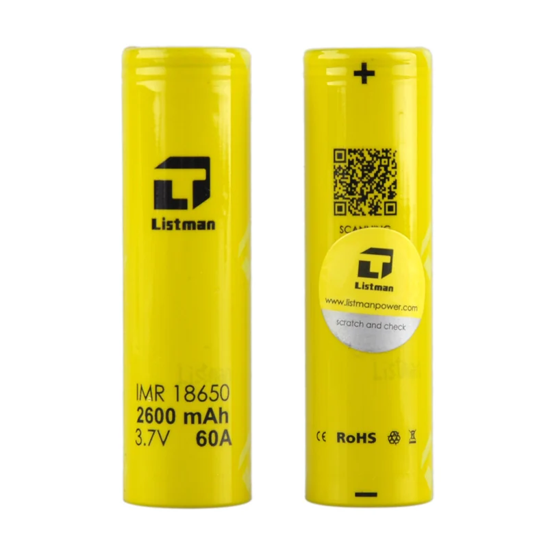 Vape батарея Listman IMR 18650 3 7 V 60A 2600mAh литий-ионный аккумулятор для бокс мод электронных
