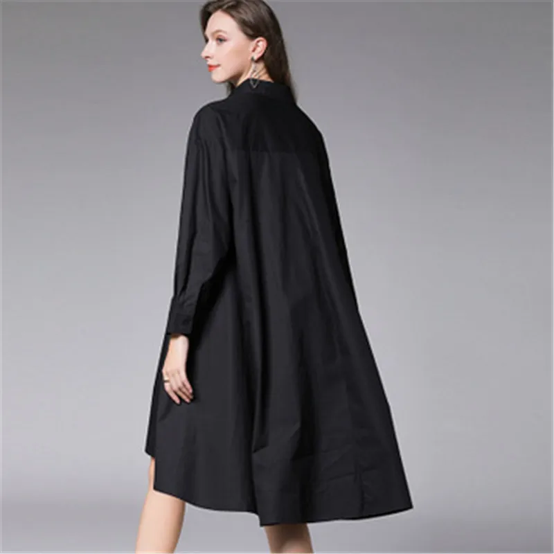 

Women's Summer Lapel Fashion Blouse Dress Style Loose Fashion Fat mm Plus Fertilizer To Increase Vestido Robe Feminine XL-5XL
