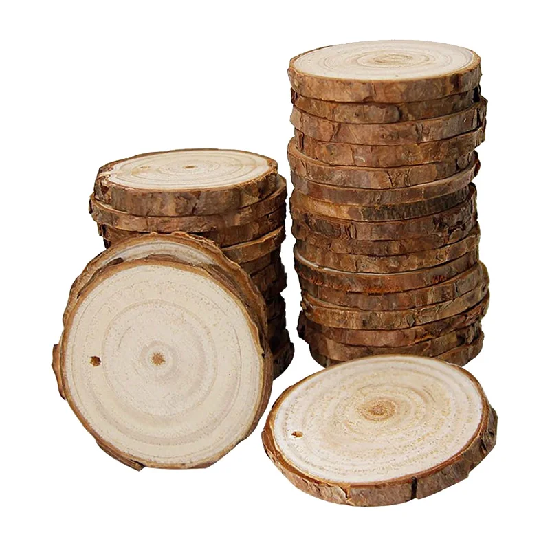 

40 Pcs Natural Wood Slices Unfinished Predrilled with Hole Round Discs Wooden Circles for Christmas Ornaments