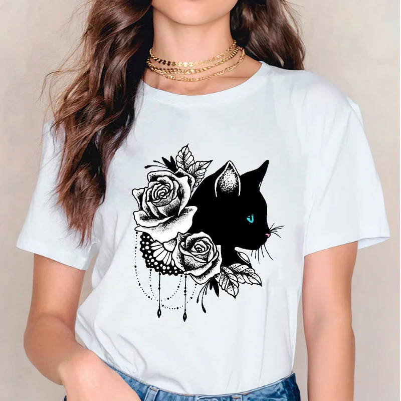 

2021 Women 2020 Cat Dog Funny Lady Womens Graphic Female Tee T-Shirt Cute Pet Cute Cartoon T Shirt Clothes Tshirts
